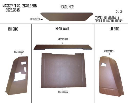 UM83136     Cab Kit With Headliner---Brown---2640, 3505, 3525, 3545